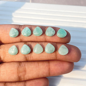 Kaliteli doğal amazonit gevşek taş 8 mm şekil mavi <span class=keywords><strong>Cabochon</strong></span> pürüzsüz cilalı kalibre taş moda takı yapma