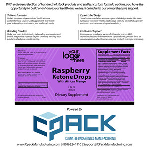 น้ํายาลดความอ้วน Raspberry Ketone ธรรมชาติหยดสําหรับการลดน้ําหนักจากรสมะม่วงแอฟริกันของสหรัฐอเมริกา (60 มล.) - Product Image 3