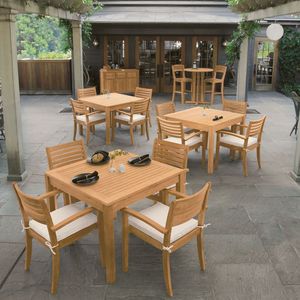 厨房用实心柚木户外餐桌矩形花园露台桌 - Product Image 5
