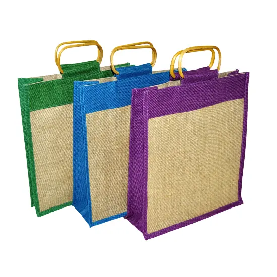 Покупайте высококачественные джутовые сумки с деревянной ручкой и индивидуальные сумки с принтом для покупок по низкой цене