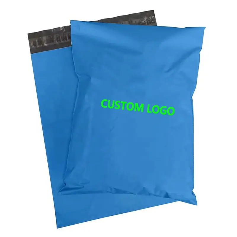 Bolsa personalizada con logotipo Heliograbado, bolsas de correo de envío azul polivinílico personalizadas, bolsas de plástico de mensajería personalizadas para embalaje de camisetas