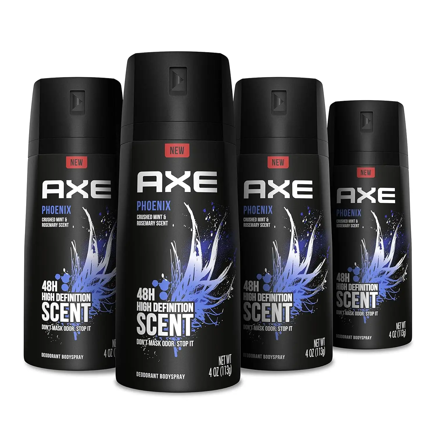 Desodorante spray corporal Axe para proteção contra odores de longa duração, desodorante Phoenix para homens formulado sem alumínio, 4 onças