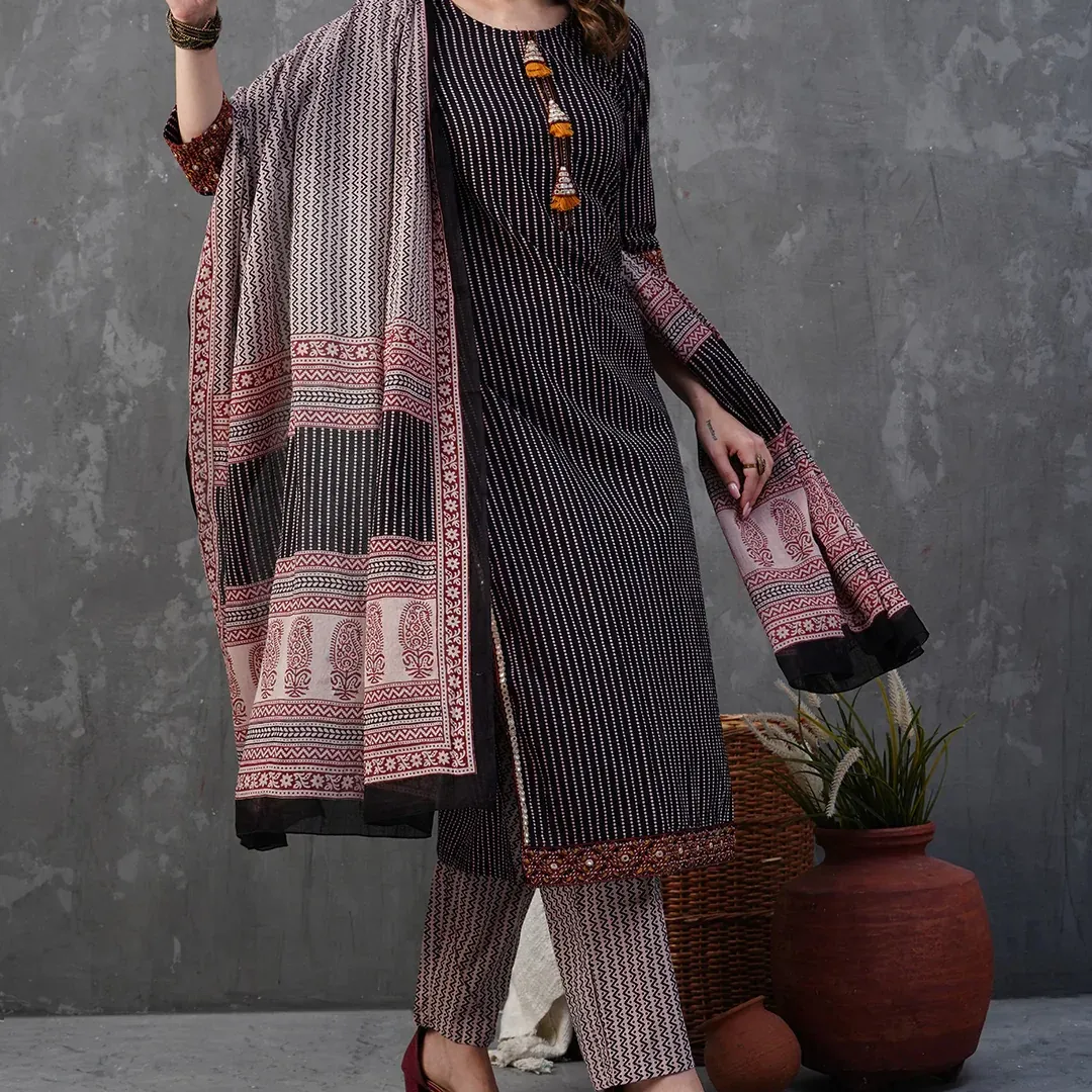 Completo stampato kurti 2 pz kurta set lungo donna kurtis da donna in india abbigliamento etnico indiano donna