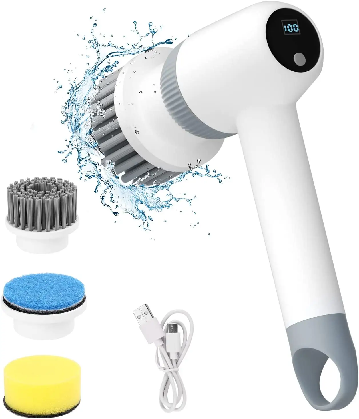 Cepillo de limpieza de baño inalámbrico eléctrico con pantalla LED y velocidades duales para limpiar bañera/azulejo/fregadero/piso/ventana