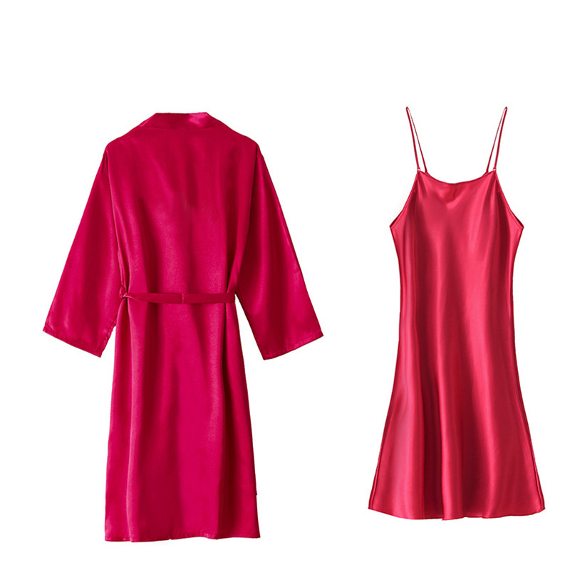 Abito da notte senza parole a maniche lunghe bordeaux-con camicia da notte