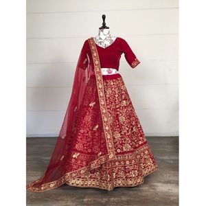 Designer Indian Latest Red Color Bridal Lehenga Choli Unstich <strong>Design</strong> Wedding <strong>Lehnga</strong> Choli Womens Lengha Wholesalers Surat India - Product Image 1