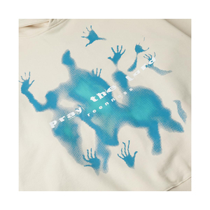 Heren Custom Katoenen Print Gesneden Ruwe Zoomrand Hoodie Patchwork Broek Zwaargewicht Gestapelde Uitlopende Jogger Sets Voor De Winter - Product Image 3