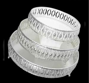 Diwali Return Gifts German <strong>Silver</strong> <strong>Plated</strong> Dry Fruit Dish Chocolate Cake Serving <strong>Tray</strong> with Enamel - Product Image 4