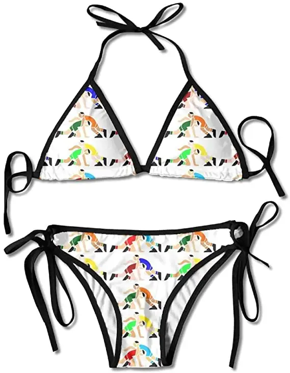 Bikini personalizado con estampado a petición para mujer, traje de baño de dos piezas con estampado de su logotipo/imagen/patrón, sin estampado