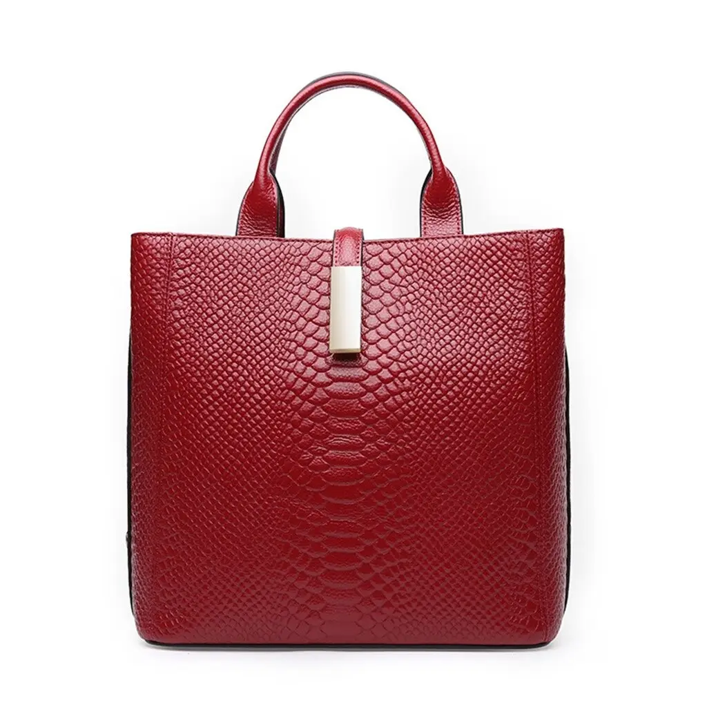 Echte Leder Damen Handtasche Schwarz Rot Grau Mode und Business Damen Taschen Big Capacity Damen Einkaufstasche