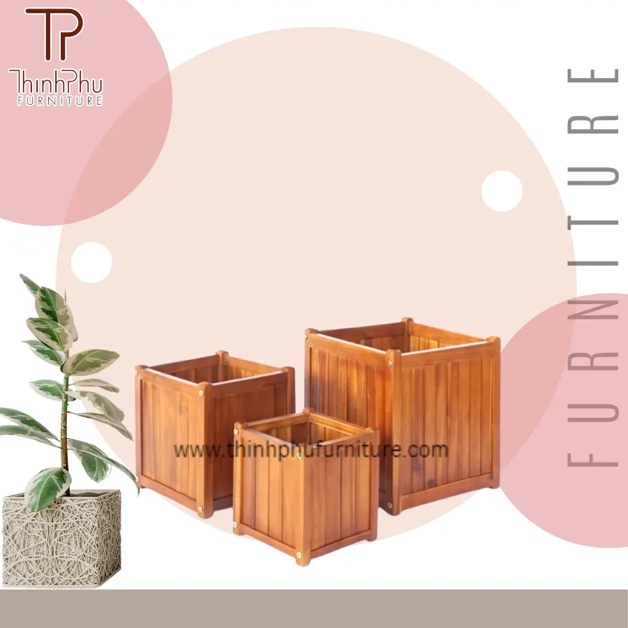 Ensembles faits à la main de forme rectangulaire Pot de fleur en bois décor jardin style bois emballage origine standard