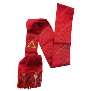 MASONIC REGALIA OF ORDER OF SCARLET CORD CANDIDATES <strong>SASH</strong> - WHITE MOIRE RIBBON - MACHINE MADE EMBROIDERY ( BE-SCR-SAH-002 ) - Product Image 3
