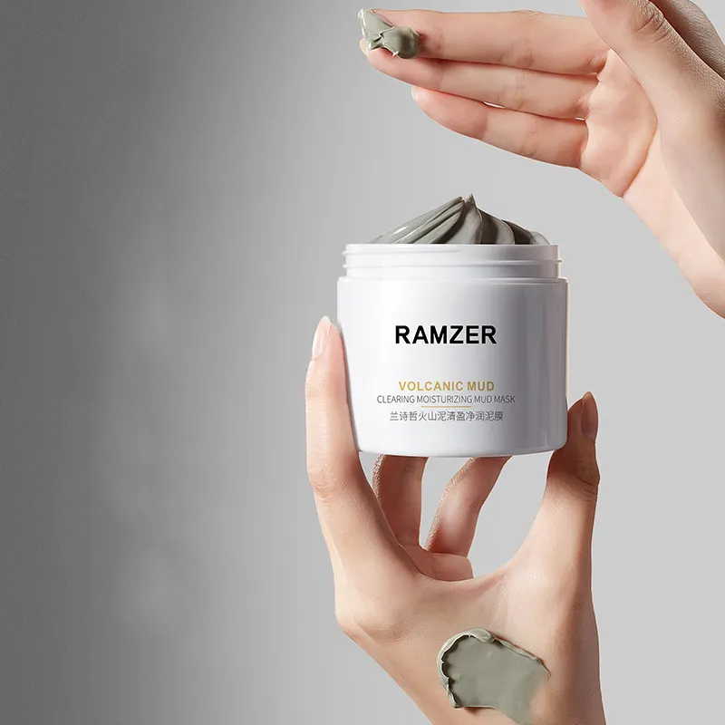OEM RAMZER custom best sales natural volcanic mud mask whitening deep cleansing skin care anti acne facial mud mask