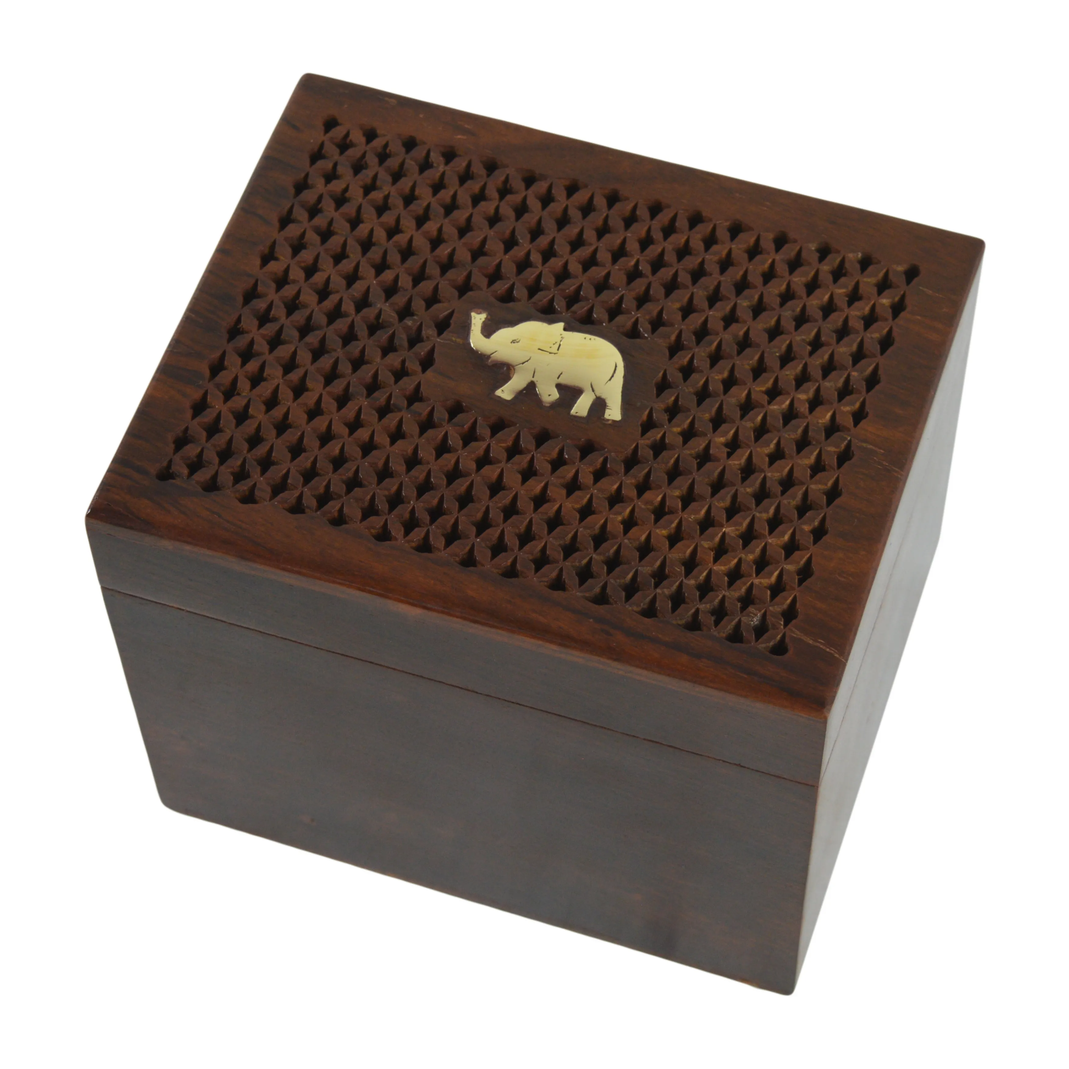 Caja de almacenamiento de madera de tendencia hecha a mano con logotipo de elefante para frutas secas Contenedores de dulces Contenedores de almacenamiento de chocolate Cajas de madera
