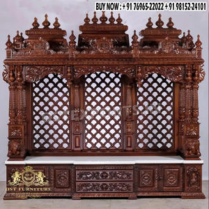 Big Storage Baps Swaminarayan Mandir at Wholesale Price Large Teak Wooden Temple Manufacturer Solid Wood Hand Carved Pooja Ghar - Product Image 6