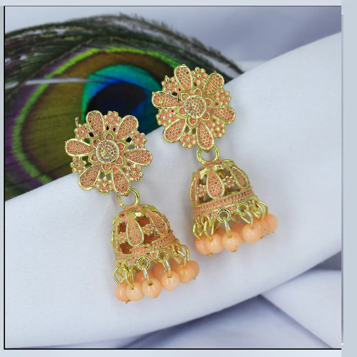 ผู้ผลิตต่างหูของ indo ตะวันตก meenakari เครื่องประดับ jhumka ชุบทองอินเดียสำหรับการส่งออกเครื่องประดับดูไบ