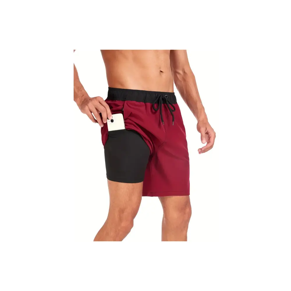 Homens Calças de Praia Shorts feitos em Viet Nam Custom Logo Design Street Wear Verão Shorts Com Shorts de Compressão Interna Para Homens