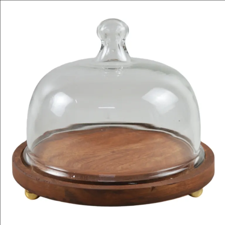 Cúpula de vidrio genérica Cloche con base de madera Soporte para paisaje Cubierta de vidrio Marrón Calidad Premium Disponible al precio más bajo