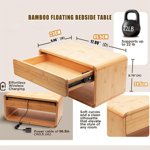 होटल के बेडरूम के लिए दराज के साथ आधुनिक बांस फ्लोटिंग नाइट स्टैंड - Product Image 5