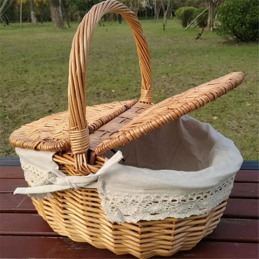 Piquenique em rattan ecológico, da moda, oval, de melhor cesta de rattan, para exportação