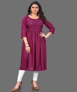 <strong>Designer</strong> <strong>Kurta</strong> With Embroidery Work Regular Sleeve Boat <strong>Neck</strong> New <strong>Designer</strong> Lowest Price ,market Surat Gujrat Ethnic Garment Apparel - Product Image 1