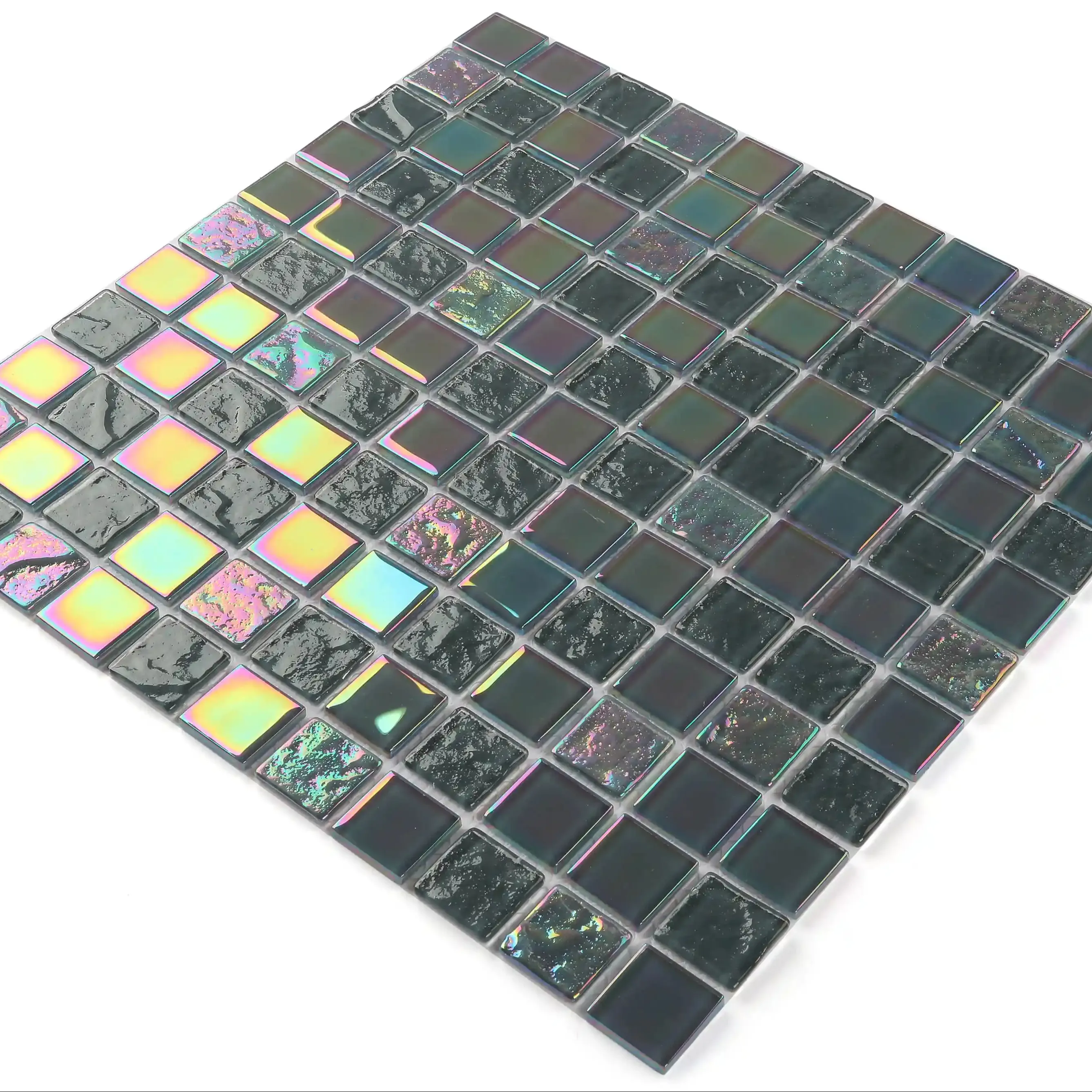 Moderno e classico cristallo lucido effetto elettrico mosaico piastrelle per piscina forma quadrata per pareti interne bagni interni
