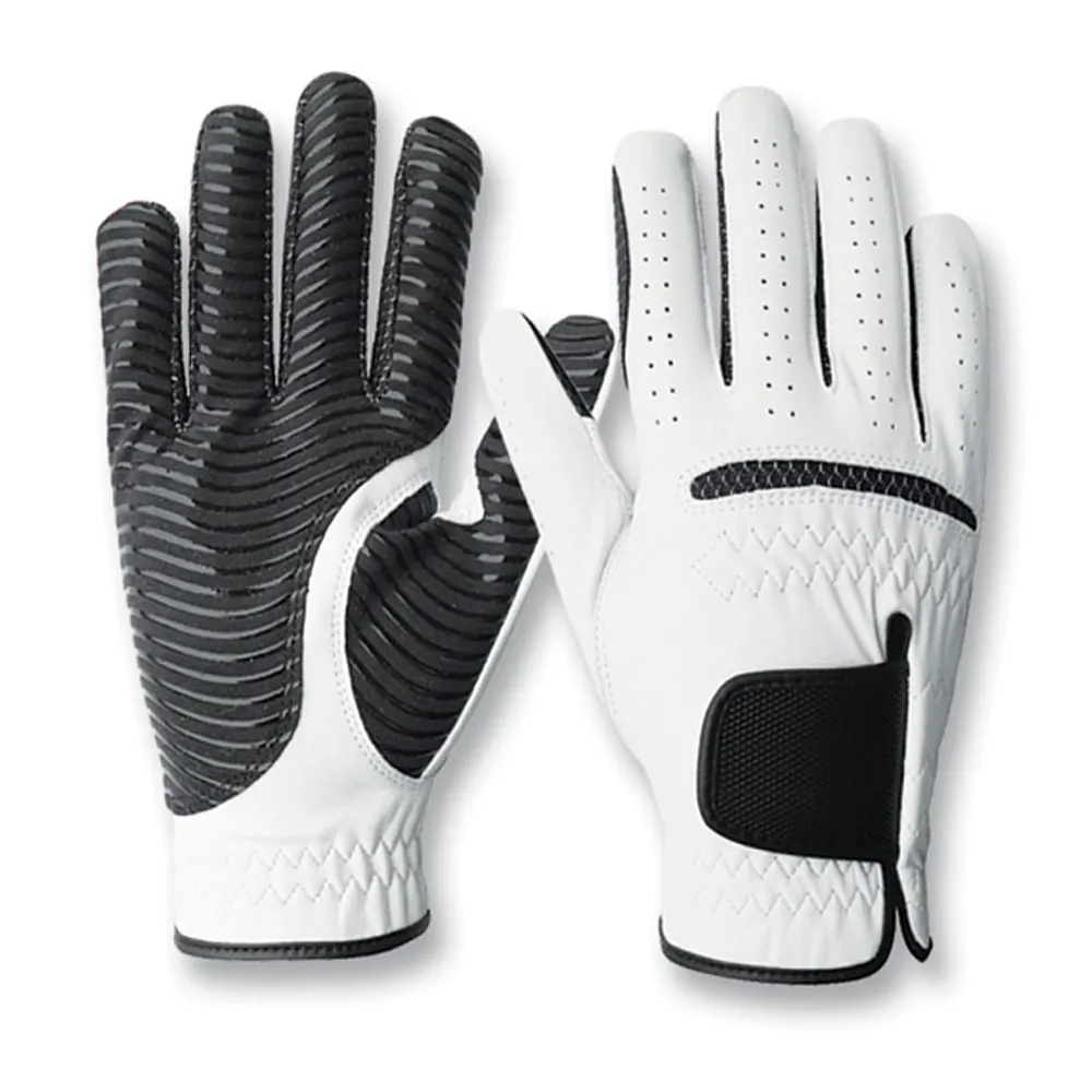 Sarung tangan Golf kulit Logo OEM untuk pria tangan kanan kiri dikemas dengan pabrik disesuaikan harga terbaik