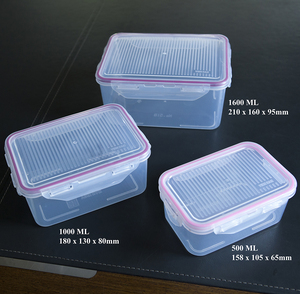 3 parça mutfak plastik teneke kutu seti götürmek gıda konteyner 1.6L 1L 0.5L hava geçirmez kapaklar basit ve hızlı kilit temizle yiyecek kutusu - Product Image 3