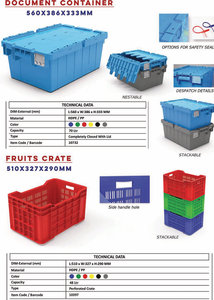 Caja de plástico HDPE nido capaz 600x400x250mm tamaño color azul con Red apilable grado alimenticio iso 9001 2015 certificado - Product Image 2