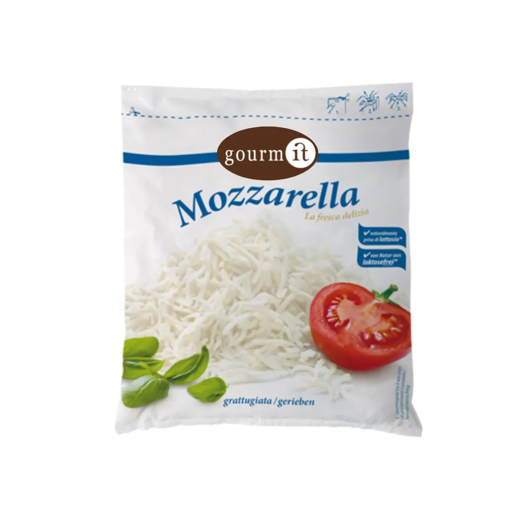 Mozarella fior de latte julienne a granel, 2,5 kg-leite de vaca-mozarella para pizza-queijo italiano fresco