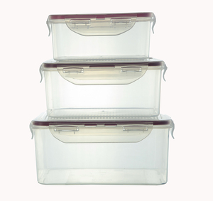 3 parça mutfak plastik teneke kutu seti götürmek gıda konteyner 1.6L 1L 0.5L hava geçirmez kapaklar basit ve hızlı kilit temizle yiyecek kutusu - Product Image 2