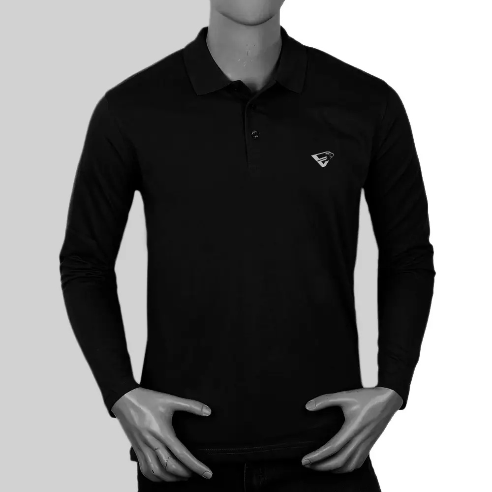 Encore Men's Classic Fit Long Sleeve Solid Soft Cotton Polo Shirt.