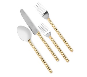 Standard Quality Modern Look <strong>Design</strong> <strong>Flatware</strong> Cutlery Set With Brass <strong>Shell</strong> Shaped Handle Spoon Fork and Knife Set - Product Image 5