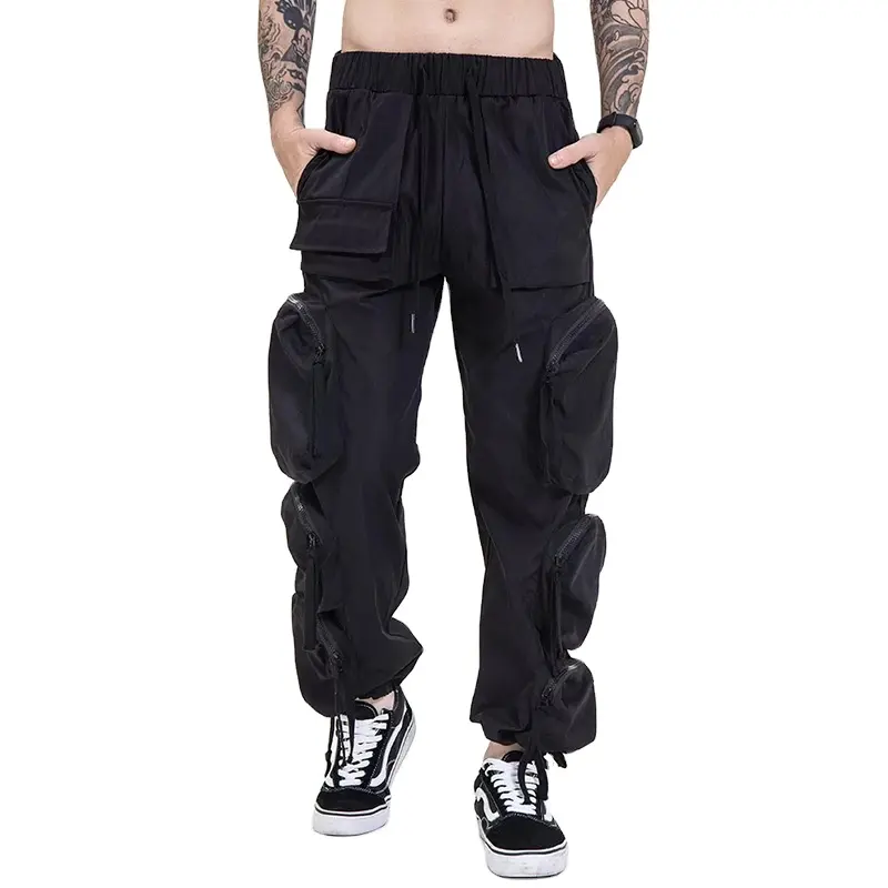 Pantaloni lunghi personalizzati con tasche Multiple pantaloni da jogging Cargo in cotone Twill Hip Hop Streetwears da uomo