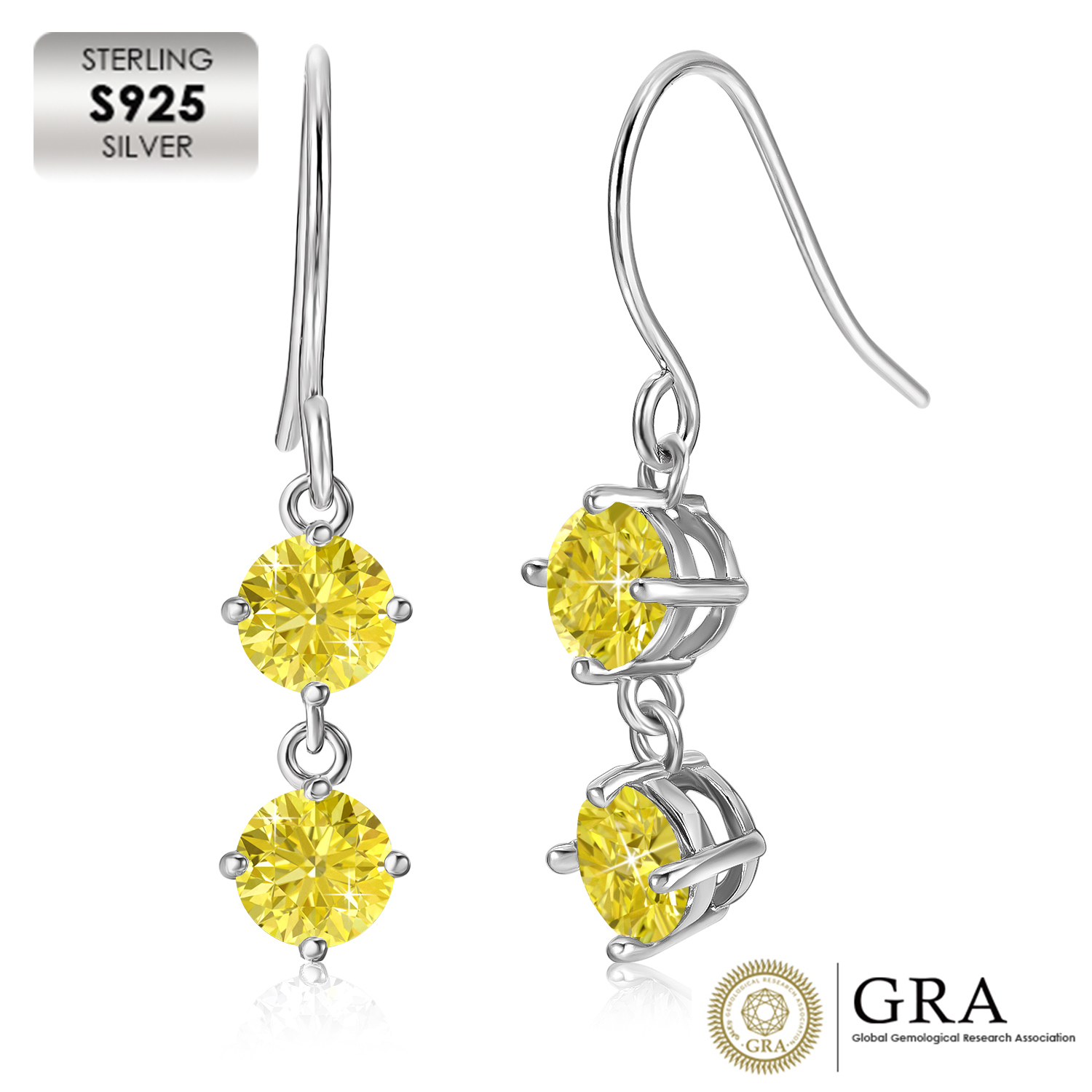 18K White Gold Plated Luxury Earrings ME081-YELLOW