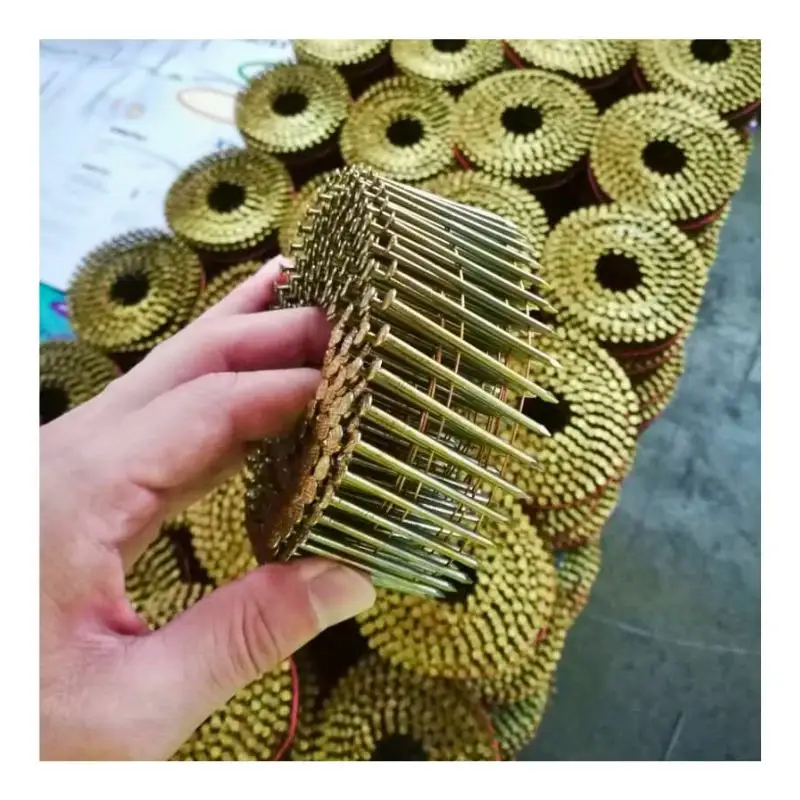 Industrial Grade Factory Price 15 Degree Framing Coil Nails for Pallet with copper coated welding wire for coil nail
