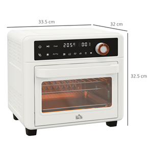 HOMCOM 1500W 13L электрическая духовка с функцией фритюрницы, 12 программ и регулируемая температура, белый - Product Image 3