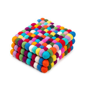 Set of 4 Rainbow <strong>Felt</strong> Ball <strong>Coasters</strong> Handcrafted 10 cm Drink <strong>Coasters</strong> Colorful Felted Tea <strong>Coasters</strong> for Home Decor and Table Decor - Product Image 5