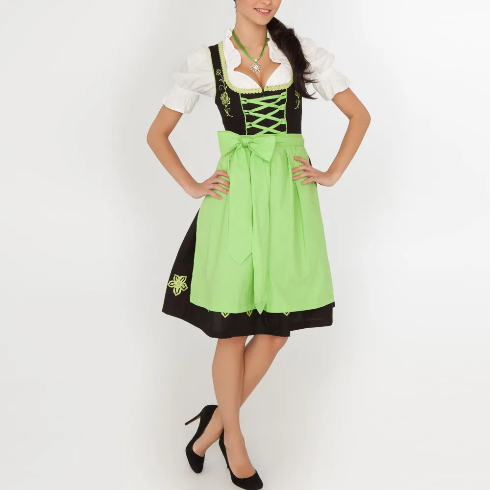 Dernière mode: robe en Dirndl bavaroise de couleur unie à manches courtes pour femmes, concevez votre propre robe en Dirndl bavaroise pour femmes