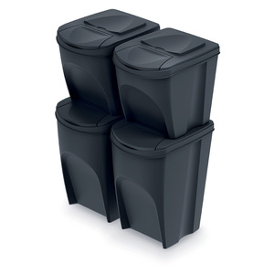 Contenedores de basura de plástico de pie con tapa de papelera reciclable para el hogar, oficina, garaje, clasificación de basura, eliminación de segregación