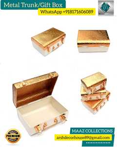 ดีไซน์ใหม่กล่องโลหะ Trunk Box แฮนด์เมดขายส่งกล่องเก็บของสไตล์ลำต้นตกแต่งด้วยการจัดเก็บล็อคชุบทอง