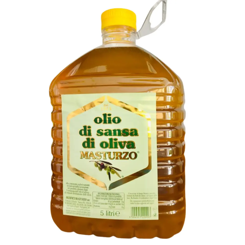 Di alta qualità raffinato olio di sansa di oliva Made in Italy 5L bottiglia di plastica per tutti gli scopi di cottura confezionata in olio di frutta tipo