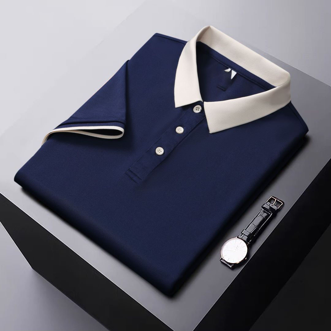 Style unisexe-bleu marine avec col abricot