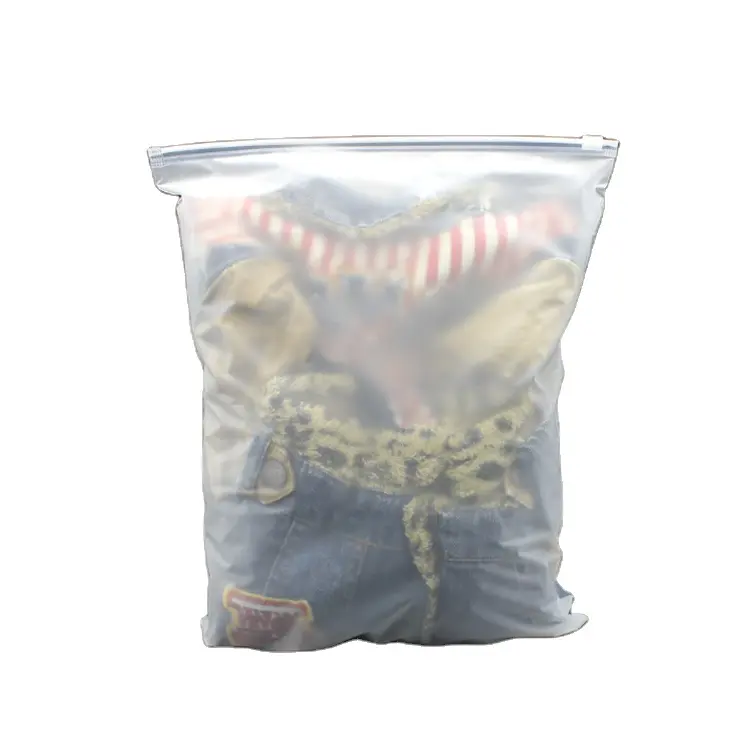 Borsa da imballaggio stampata personalizzata Tshirt imballaggio vestiti Slider borsa a chiusura lampo per abbigliamento in plastica con cerniera borsa