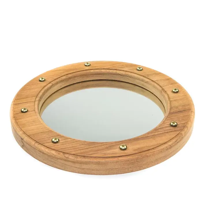 Baru disesuaikan Modern porthole cermin Nautical kuningan mewah dinding cermin kayu porthole cermin dengan natural finish di grosir