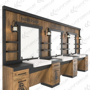 厂家直销批发现代三块理发镜站可定制颜色带Logo沙龙商场用 - Product Image 4