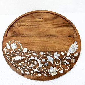 Tradnary İnci kakma ahşap servis tepsisi çikolata servis ve eşantiyon Eid ramazan sedefli ahşap tepsi - Product Image 3