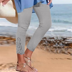 Bahar yaz <span class=keywords><strong>Capris</strong></span> kadın dantel tayt yüksek bel Slim Fit sıkı uzun pantolon yönlü kadın Beachwear tayt