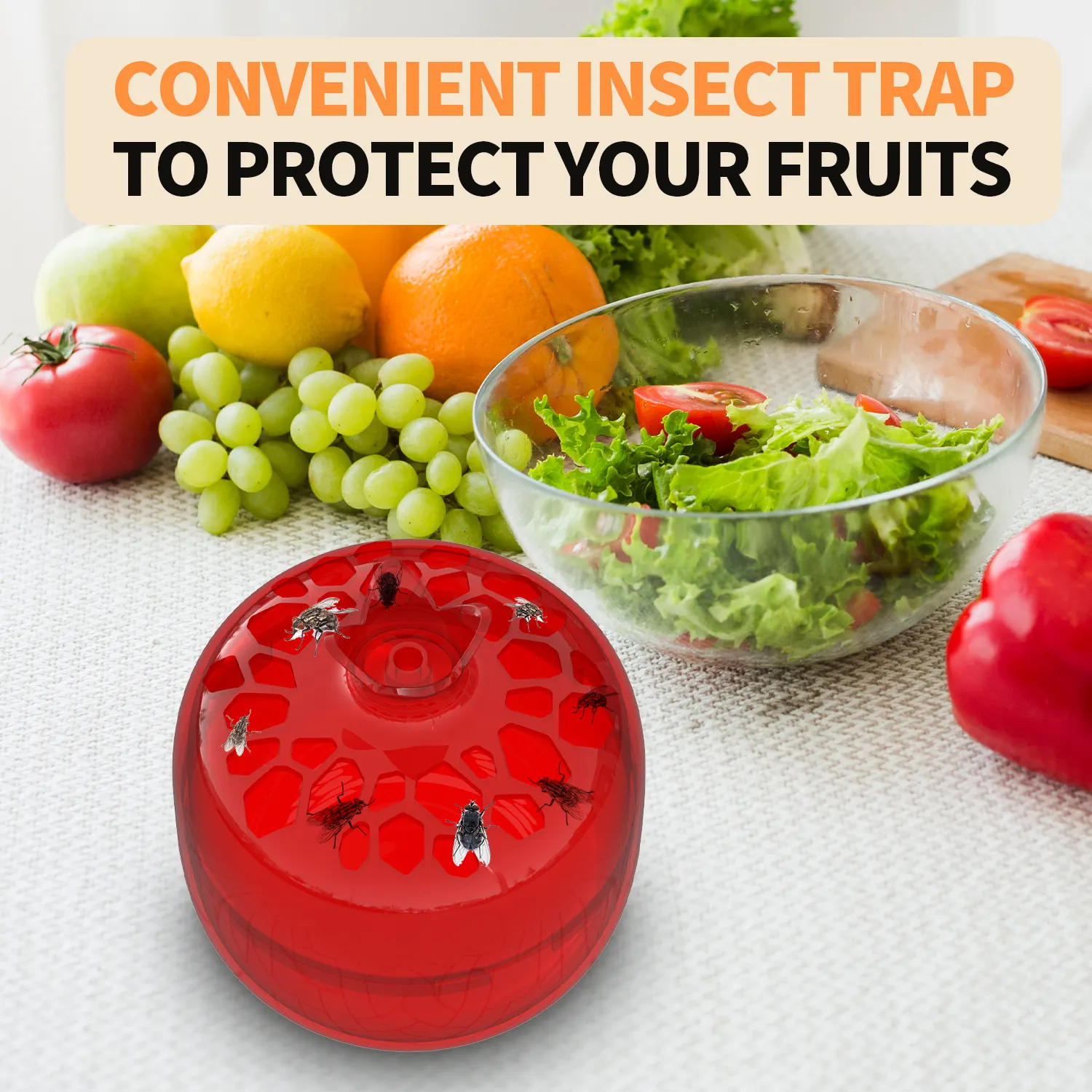 Innovadoras trampas para moscas de frutas con agujeros en forma de embudo, conveniente trampa automática para moscas de frutas, trampa sostenible para moscas de frutas en interiores