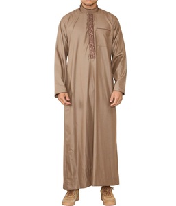 ชุดเดรสมุสลิมแขนยาว Kaftan jubbah สำหรับผู้ชายชุดเดรสมุสลิมสไตล์อาหรับสำหรับผู้ชาย